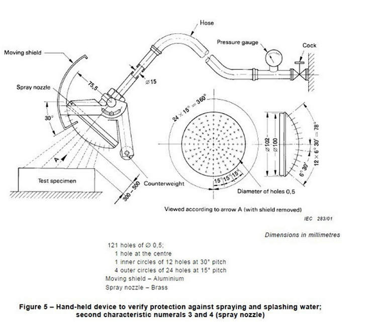 IEC60529 Figure5 IPX3 IPX4 Spray Nozzle